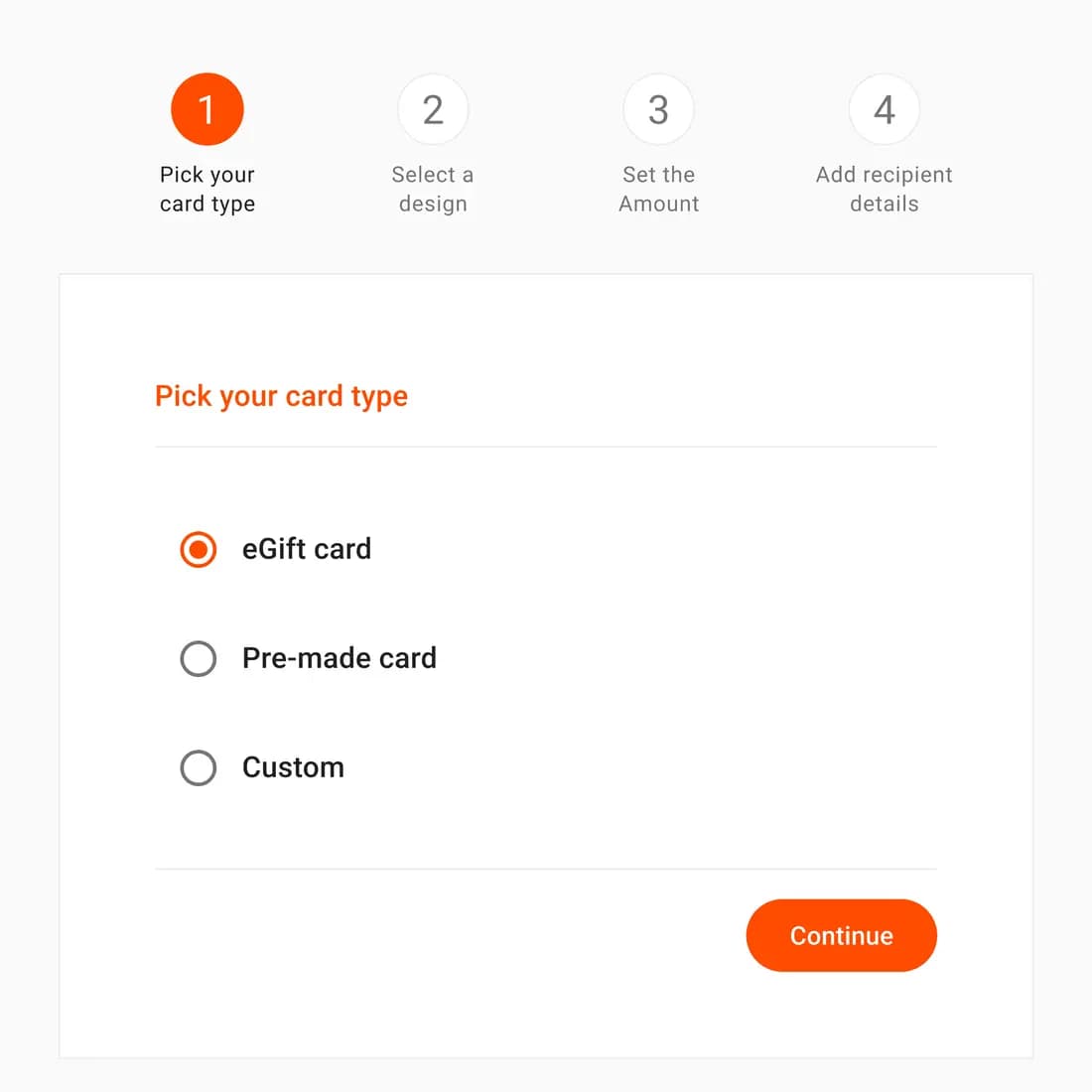 Peblla gift card setup step 1