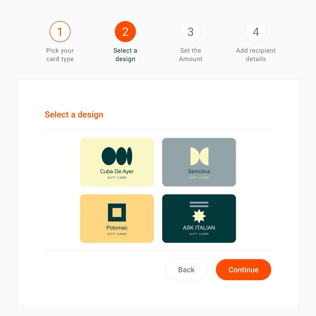 Peblla gift card setup step 2